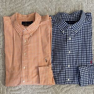 Ralph Lauren Men's Orange and Blue Check Shirts